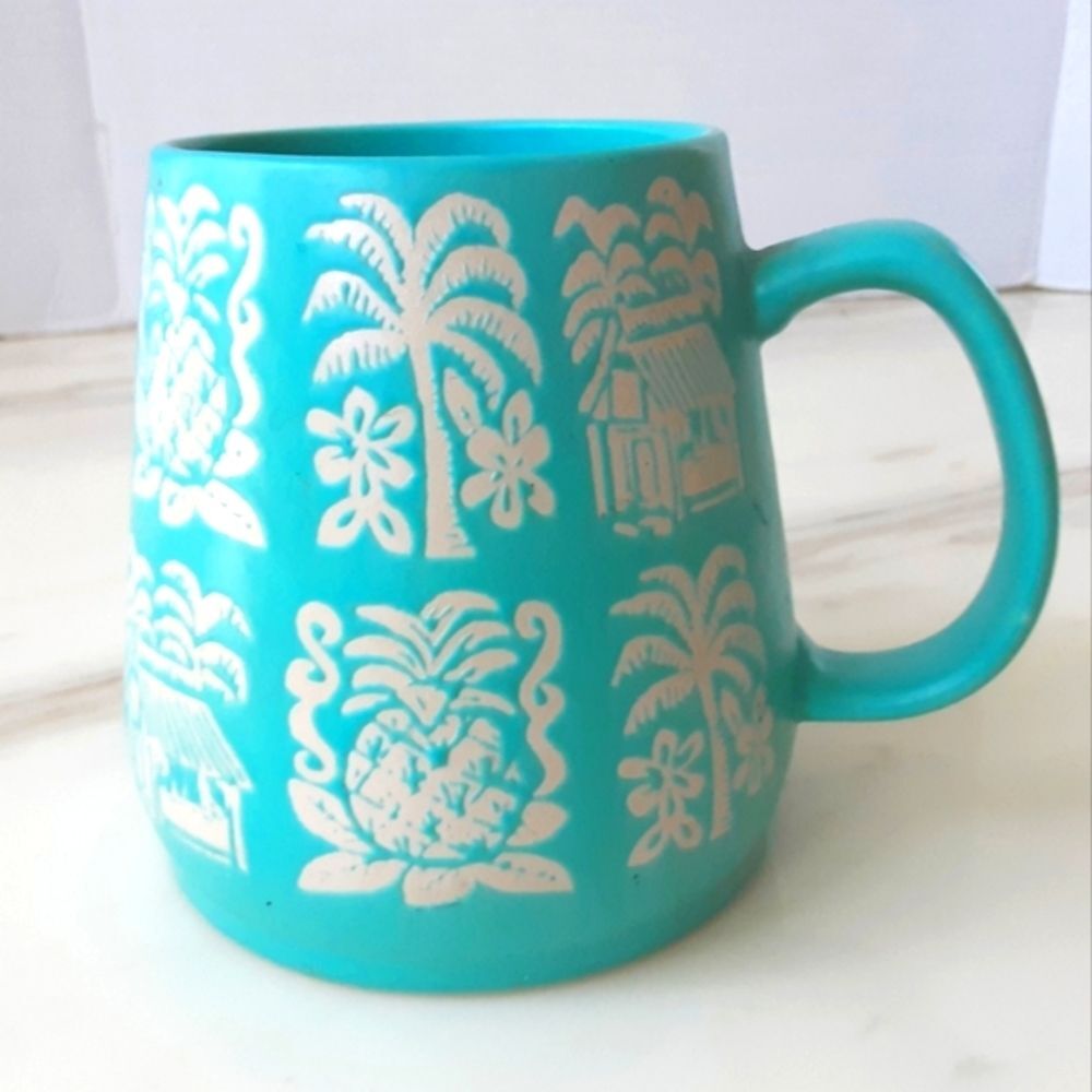 OPALHOUSE Hawaiian Tiki Matte Aqua | Cream Stoneware Mug 24oz.